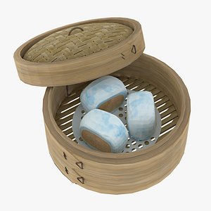Bamboo Steamer With Glutinous Rice Roll Dim Sum