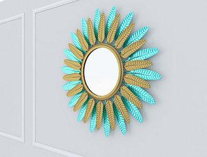 Decorative Metal Mirror plants with gold m9