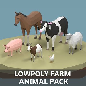 Lowpoly stylized DOMESTIC animals pack 3D