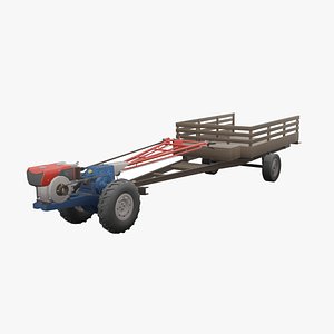 low-poly local thailand tractor model 3D model