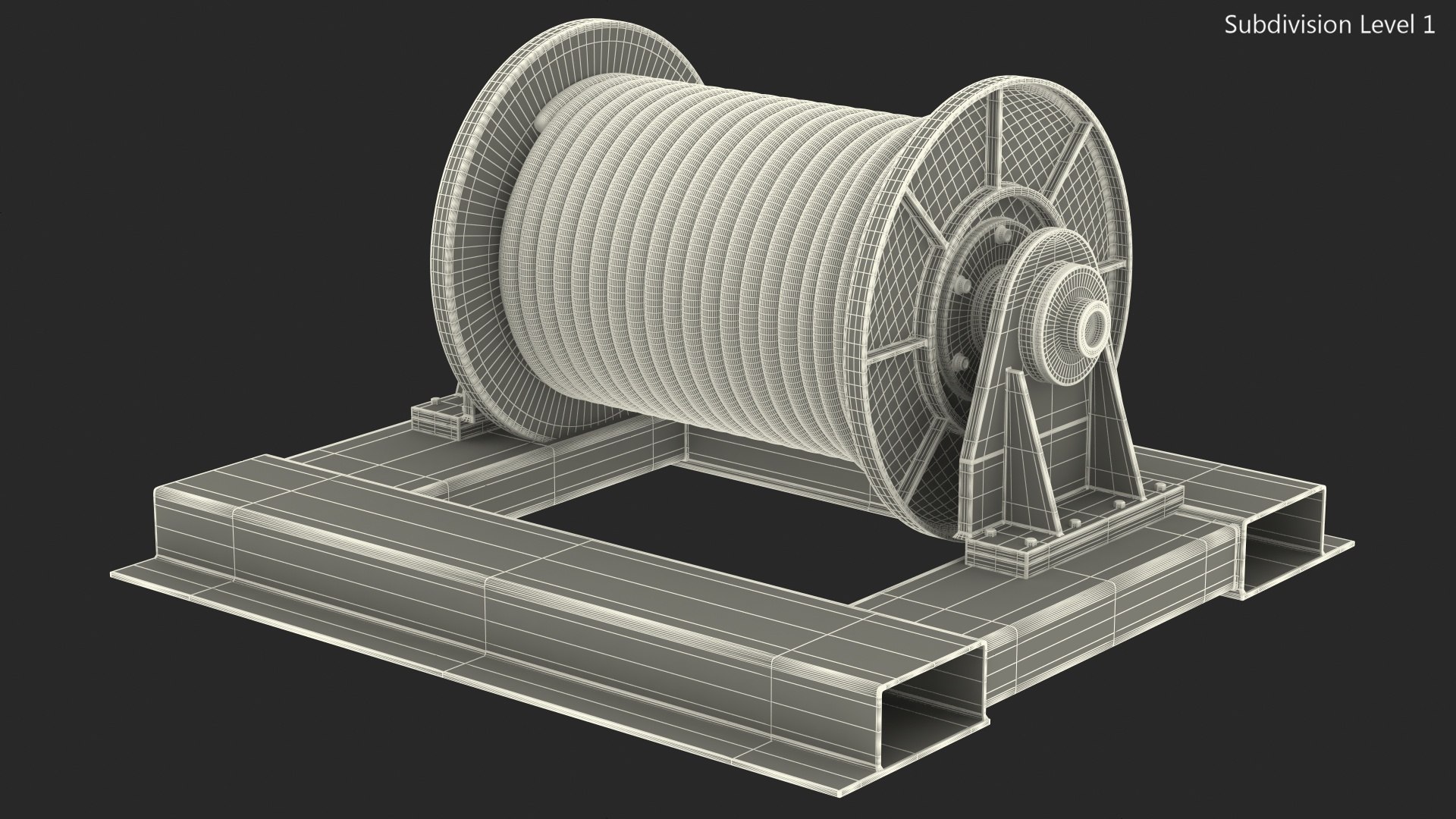 Winch wire rope drum model - TurboSquid 1624032