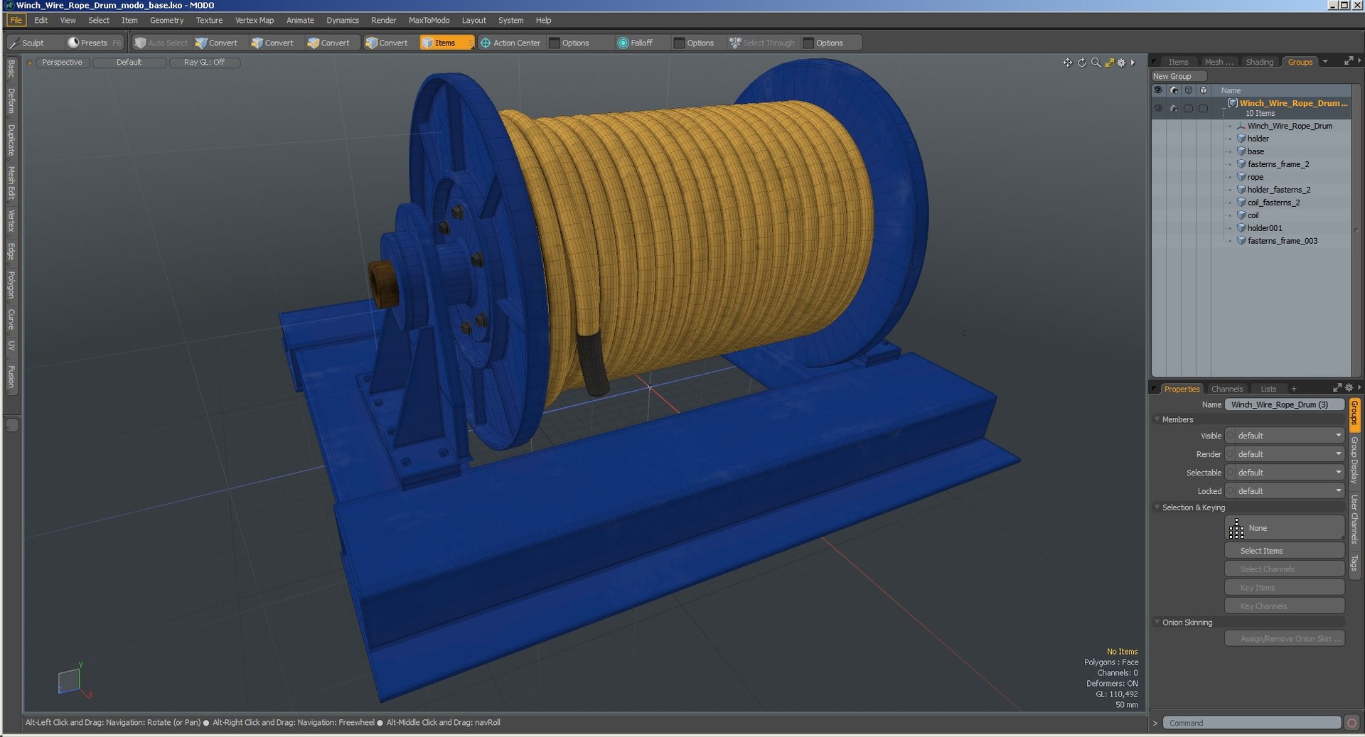 Winch wire rope drum model - TurboSquid 1624032