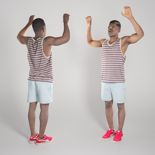 3D African young man playing beach volleyball 314 model