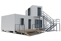 Modern White Modular Container House with External Staircase
