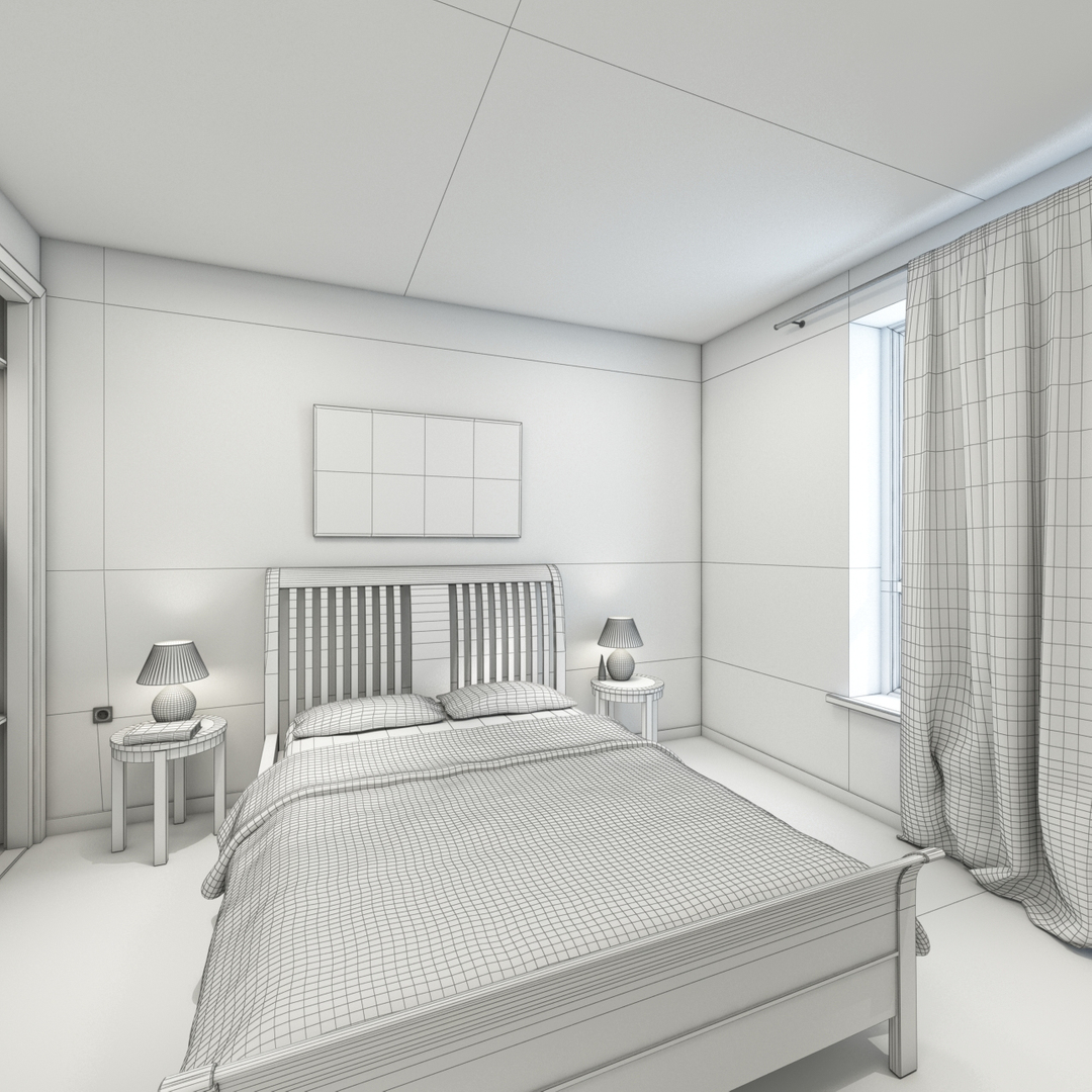 3d Model Interior Bedroom Scene 1