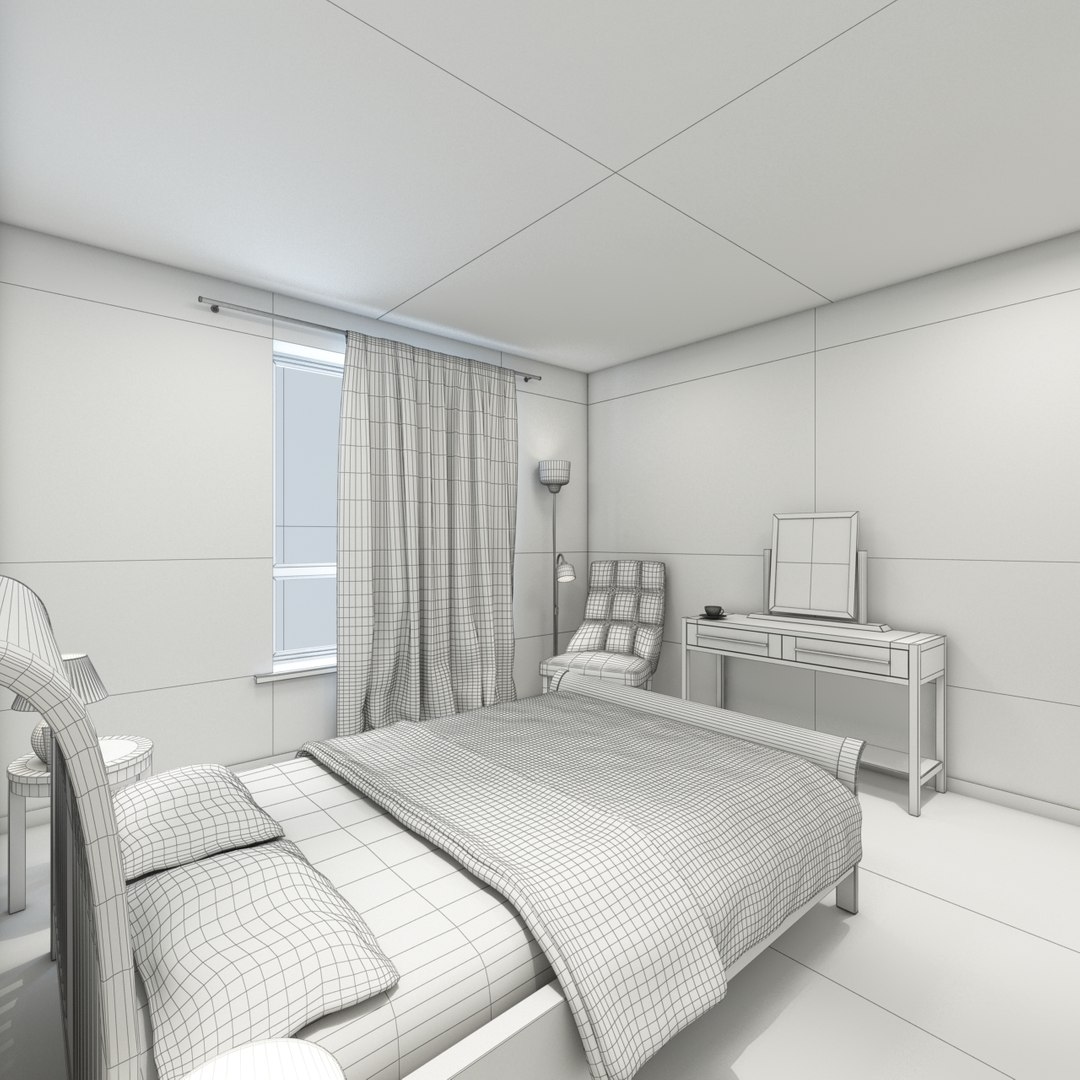3d Model Interior Bedroom Scene 1