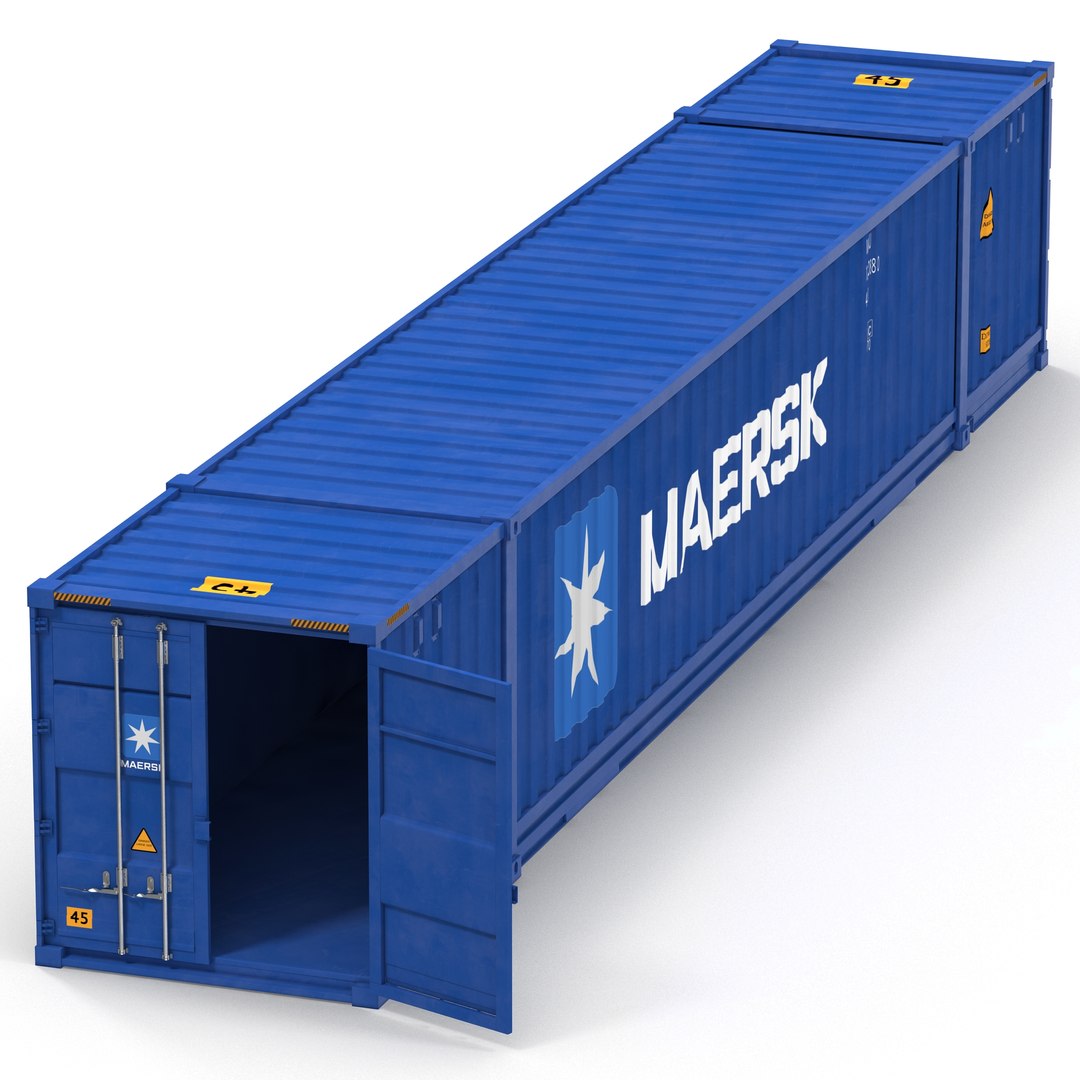 53 ft Shipping ISO Container Blue 3D Model preview