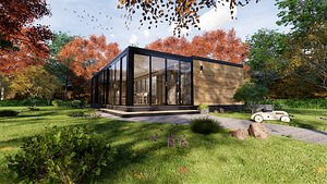 3D modern mobile home tiny model