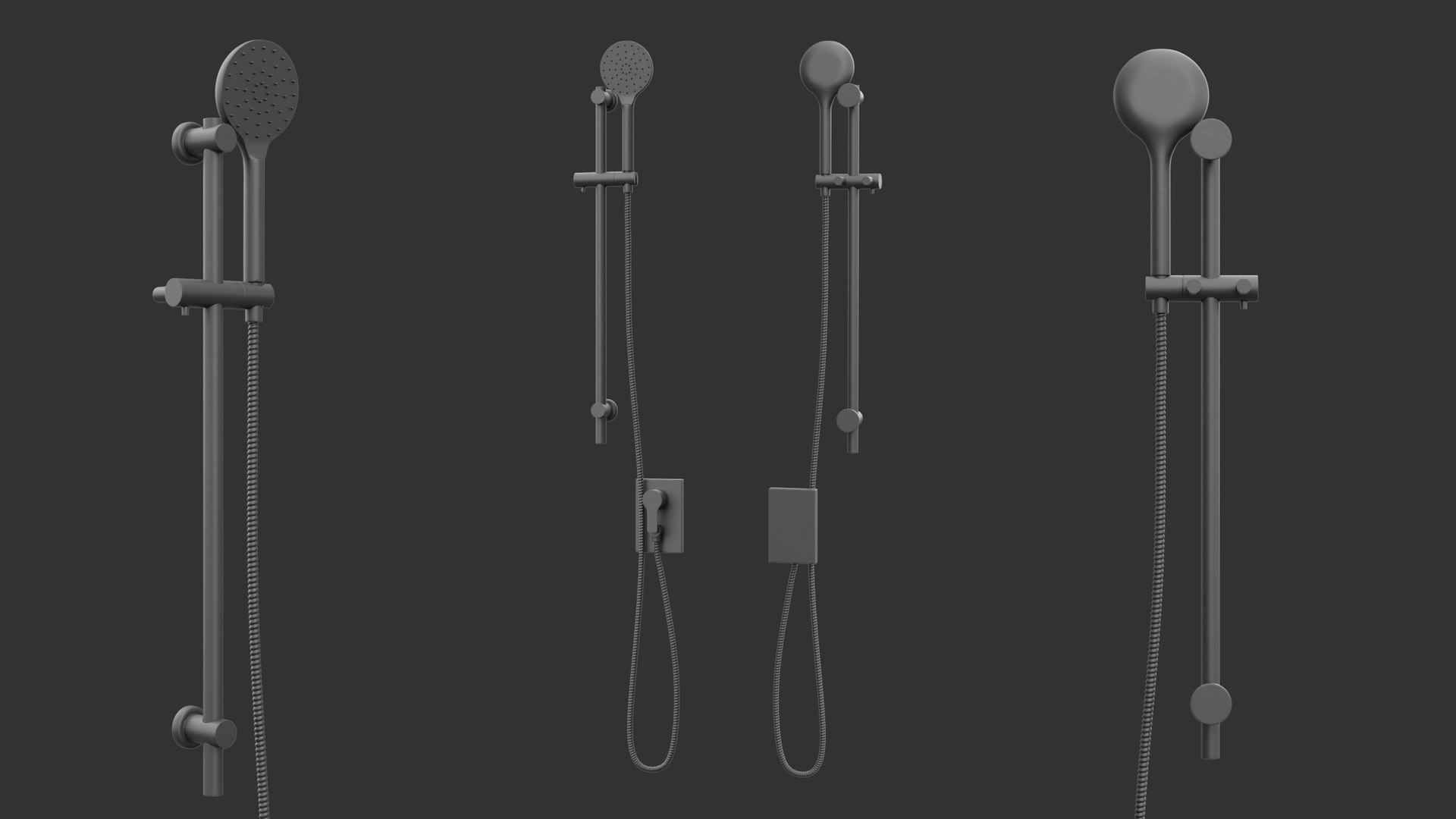 Handheld Shower System Black 3D Model - TurboSquid 2089892