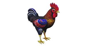 3D Rooster low poly PBR