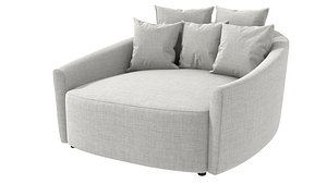 3D Claudia 62 inch Curved Slopped Arm Loveseat