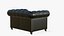 3D model Chesterfield Realistic Sofa Leather Coffee Table Ottoman