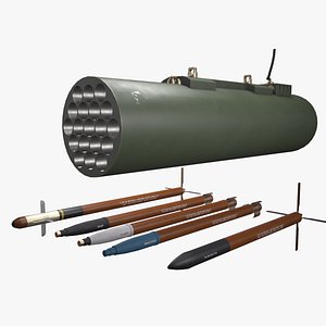 3D Rocket Launcher FZ225 With Missiles model