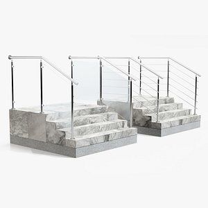 3D model Stairs with railing
