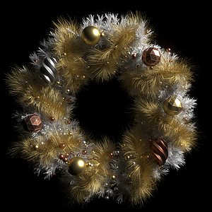 3D christmas wreath white model