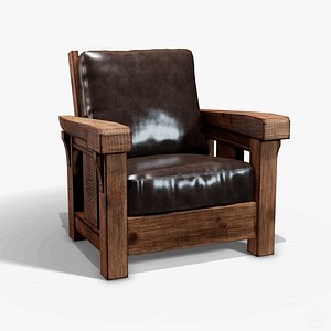 rustic wooden armchair - 3D