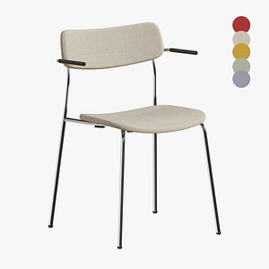 3D Ella Chair Upholstered Four Leg Base Short Armrests by Martela model