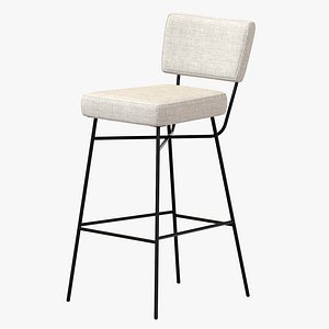 Orfeo Bar Stool white velvet mistral model