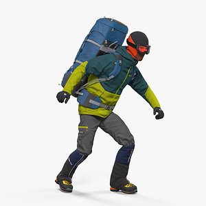 3D man traveler backpack rigged model