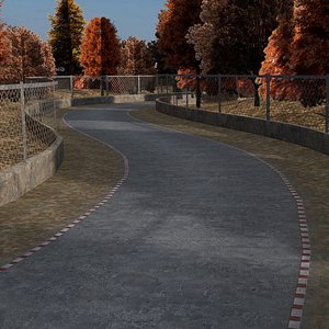 3d fbx road autumn forest -