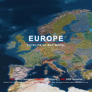 Europe Map - 40K Realistic Satellite Terrain - Elevation