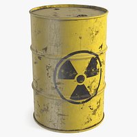 Radioactive Waste Barrel with Radiation Symbol