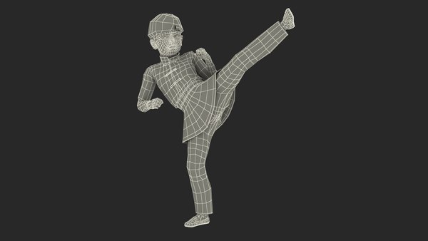 3D модель Asian Child Boy Kung Fu Kick - TurboSquid 1980911