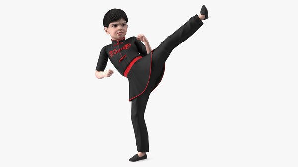 modelo 3d Asian Child Boy Kung Fu Kick - TurboSquid 1980911