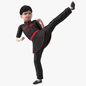 3D Asian Child Boy Kung Fu Kick model