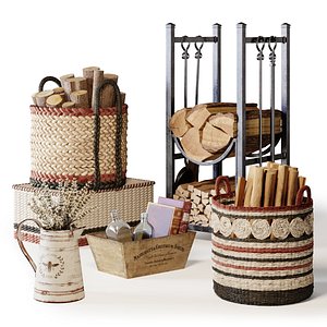 Decorative Set with Baskets 01 3D model