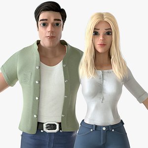 3D Cartoon Man and Woman - Casual