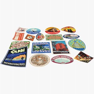 vintage luggage stickers model