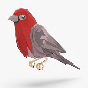 bird----red-bird-perching 3D