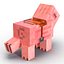 Cinema4D用にリギングされたサドル付きMinecraftPig