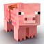 Cinema4D用にリギングされたサドル付きMinecraftPig