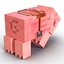 Cinema4D用にリギングされたサドル付きMinecraftPig
