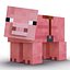 Cinema4D用にリギングされたサドル付きMinecraftPig