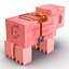Cinema4D用にリギングされたサドル付きMinecraftPig