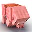 Cinema4D用にリギングされたサドル付きMinecraftPig