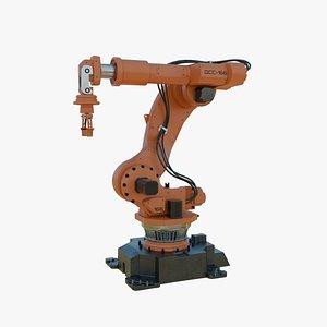 3D Industrial Robot Arm Orange Clean model