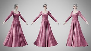 Dress 40 Dusty Rose Velvet 3D model