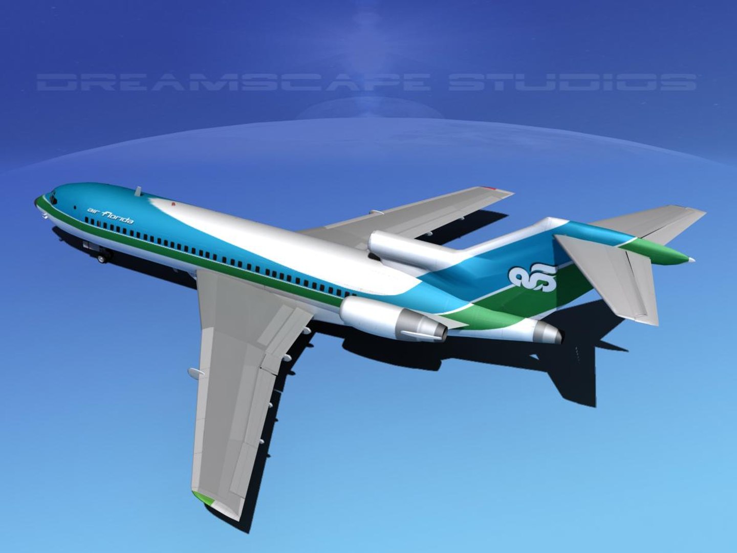 3d model airline boeing 727 727-100
