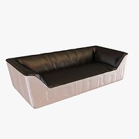 Black and White Leather Three-Seat Sofas