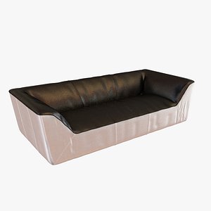 Black and White Leather Three-Seat Sofas