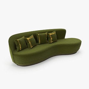 3D curved sofa green