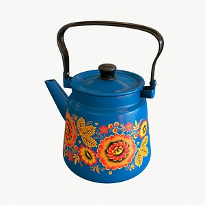 3D The metal kettle with pattern 3D model