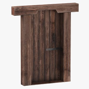 Medieval Wooden Door Single 02 3D