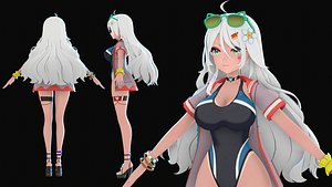 Anime Girl Waifu Character for Unity Unreal