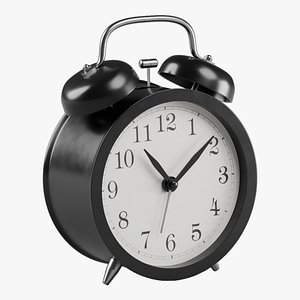 Retro alarm clock black 3D model