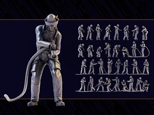 Fireman Figure Set 02 3D model